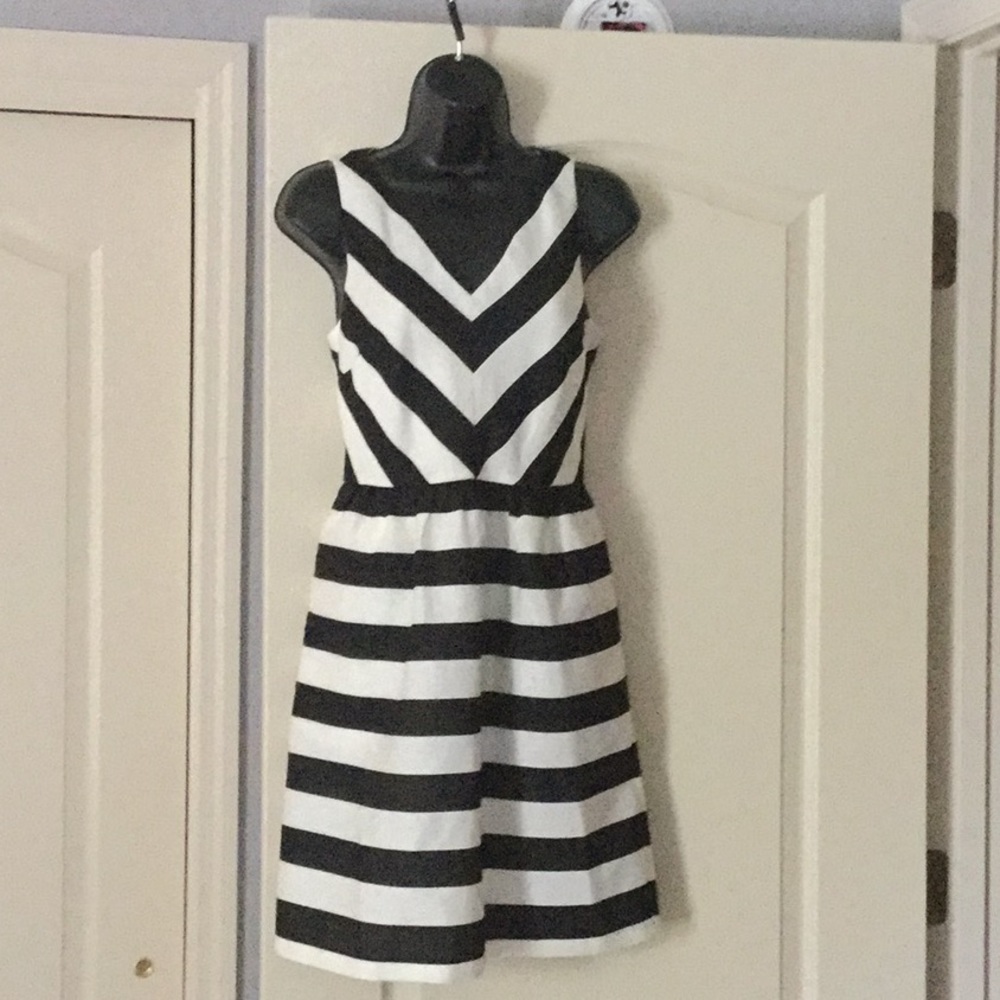 Black and white dress.